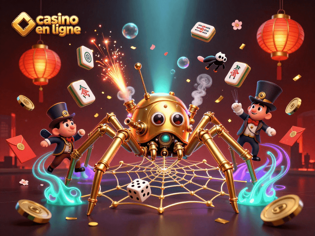 Jouez au casino en ligne avec un ambiance ludique et colorée, représentant la magie des jeux et des paris.