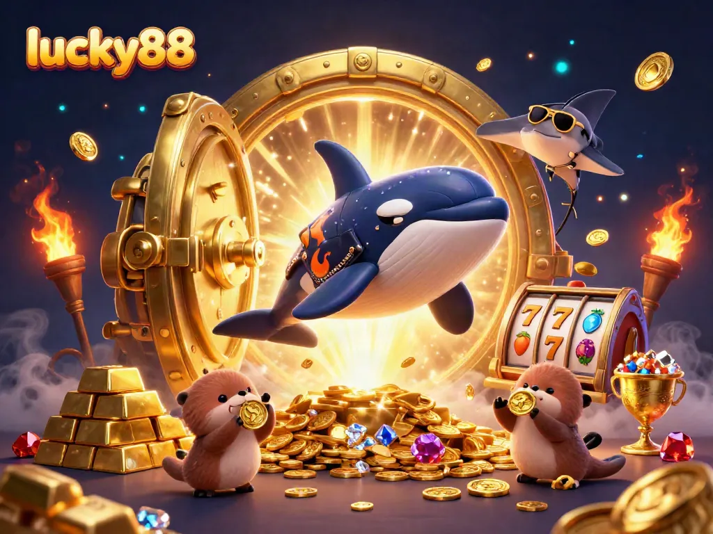 Engage with lucky88 slot secrets featuring 3D cartoon characters in a vibrant casino scene.