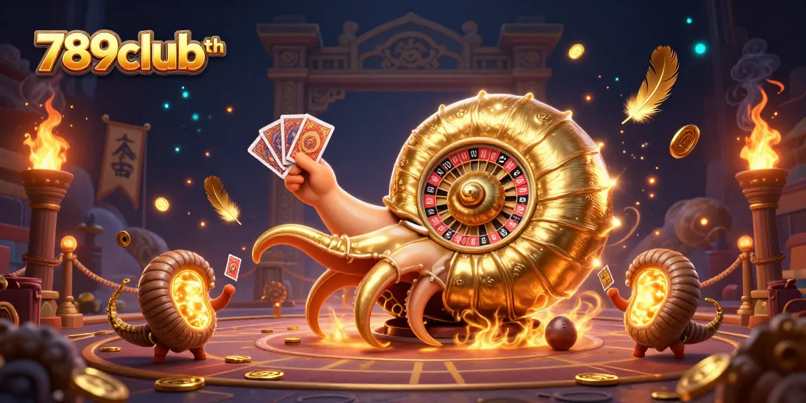 Engage with the thrilling world of 789clubth as the ancient nautilus spins a roulette wheel, showcasing golden treasures.