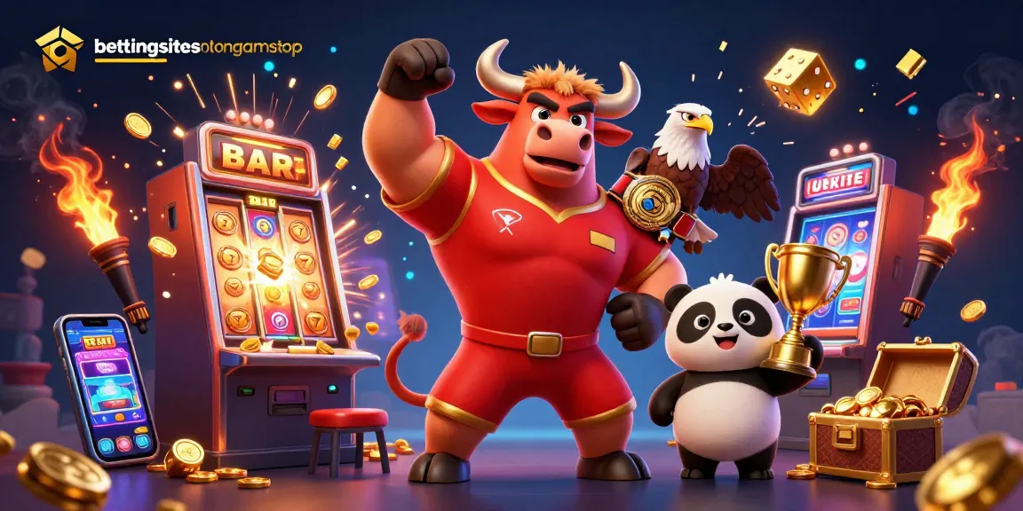 Experience the excitement of betting sites not on GamStop with vibrant mascots and dynamic casino elements.