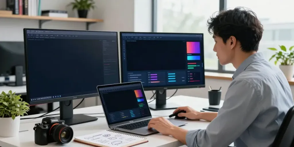 Digital marketing specialist optimizing instant indexing strategies in a modern office.