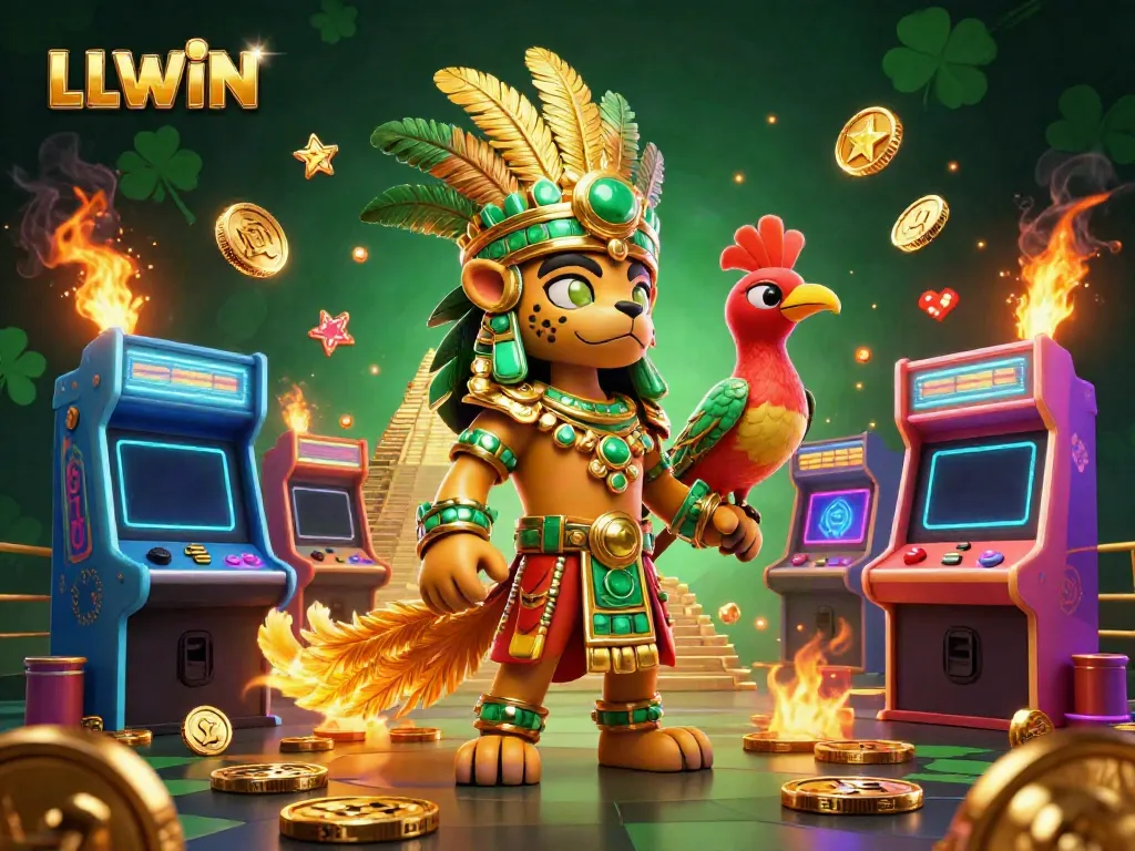 Experience thrilling wins at LLWIN with a vibrant 3D illustration showcasing dynamic gaming elements.